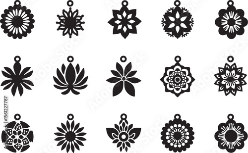 Laser Cut Flower Jewelry Designs vector bundle