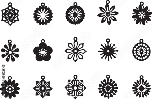 Decorative Orname Floral and Geometric Pendant Designsnts and Pendants Set vector