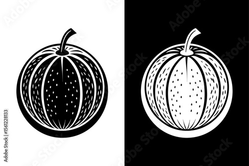 Cantaloupe Fruit Vector Silhouette. Clean Minimalistic Icon Design
