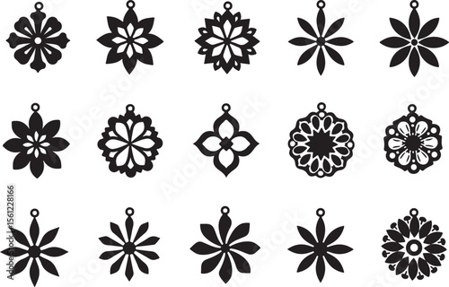 Decorative Orname Floral and Geometric Pendant Designsnts and Pendants Set vector
