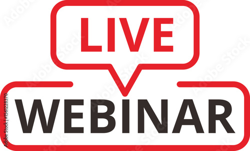 Red and white graphic design for a live webinar.