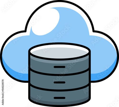 Cloud-based data storage icon, showing a database in a cloud.