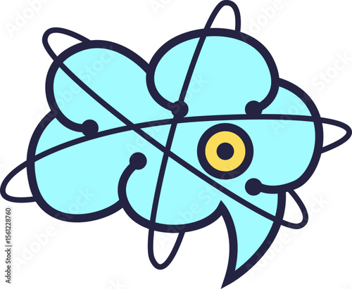 Abstract Cloud Thought Bubble with Atomic Structure Design Element