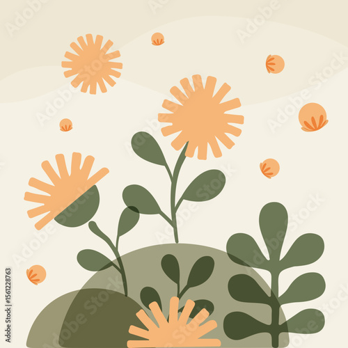 Minimal Floral Landscape – Blooming Yellow Garden