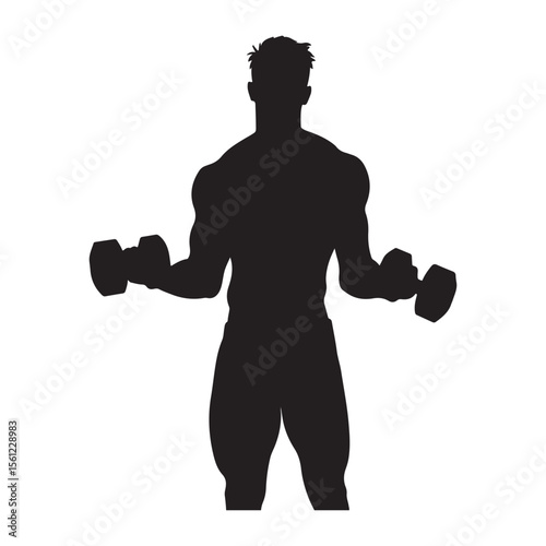 silhouette of a man with dumbbells