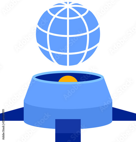 Floating Globe Icon Global Connectivity, International Business, World Map Symbol
