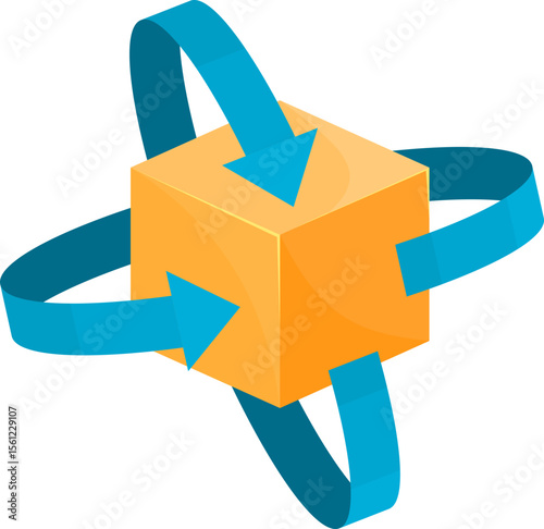 3D Rotating Cube Illustration  Dynamic Movement and Spatial Concept