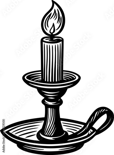 candlestick with burning candle