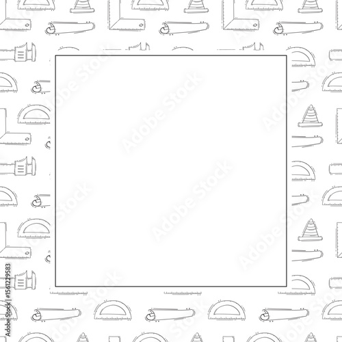construction frame. doodle construction tool square frame. hand drawn construction frame background. construction tool background