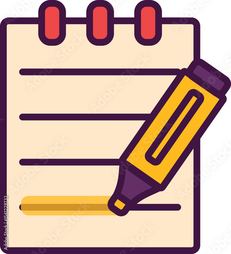 Notepad with Highlighter Organization and Planning Icon
