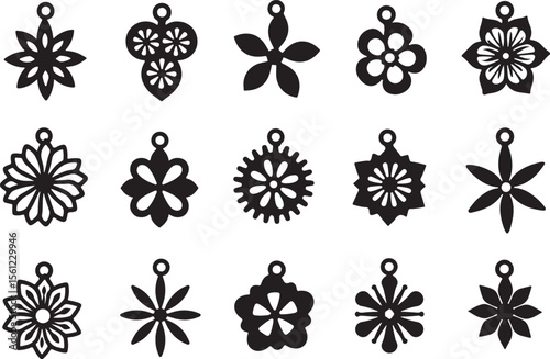 Laser Cut Flower Jewelry Designs vector bundle
