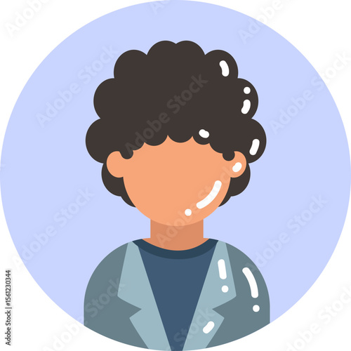 Illustration of a Person with Curly Hair and a Jacket