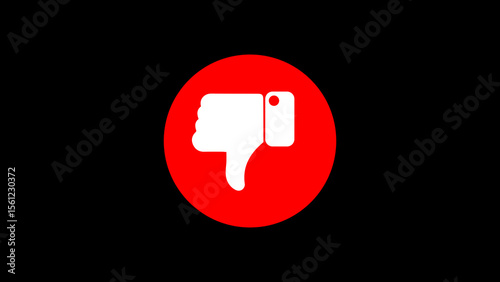 Red dislike icon animation. Glowing Thumbs Down motion. Outline dislike Icon 4k video. hand gesture dislike.