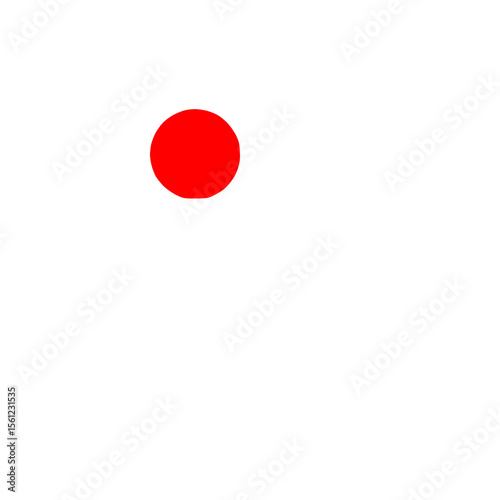 Simple vector of the japan flag with a red circle on a white background, symbolizing the rising icon.