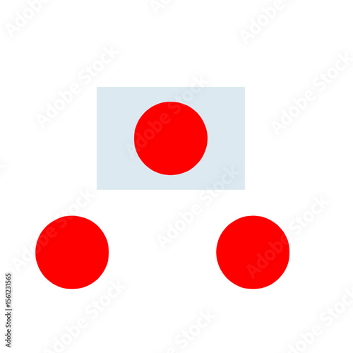 Simple vector of the japan flag with a red circle on a white background, symbolizing the rising icon.