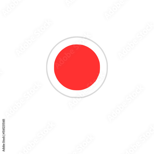 Simple vector of the japan flag with a red circle on a white background, symbolizing the rising icon.
