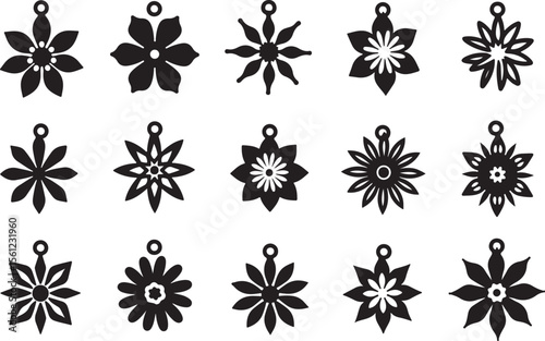 Floral Charm Pendants Set laser-cut design bundle