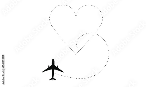 Airplane line path icon