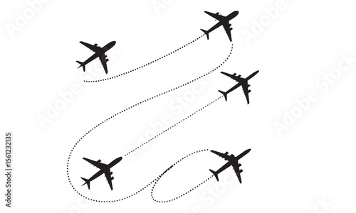 Airplane line path icon