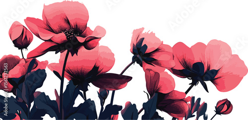 Elegant floral arrangement of pink flowers on a white background illustration