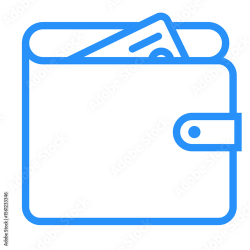 Illustration of a blue wallet with a glimpse of currency inside representing financial transactions
