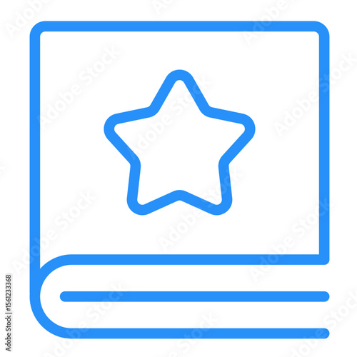 Illustration of a blue outlined book with a star on the cover in a simple and minimalist style