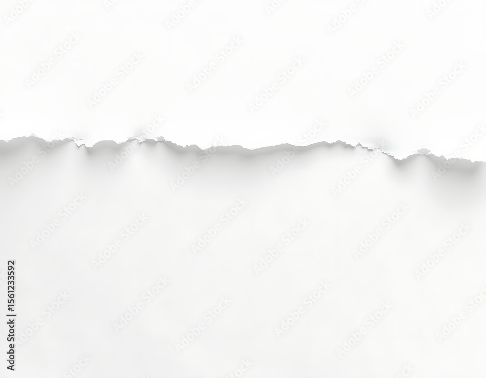 Fototapeta premium Torn white paper edge with subtle shadows and texture
