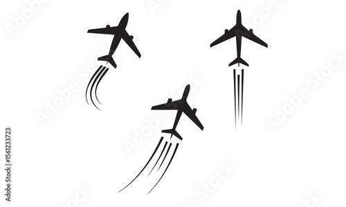 Airplane line path icon