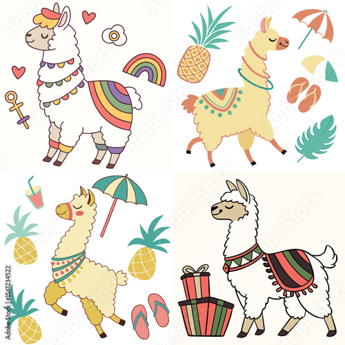 High-Quality llamas Illustrations in Various Styles – SVG Bundle