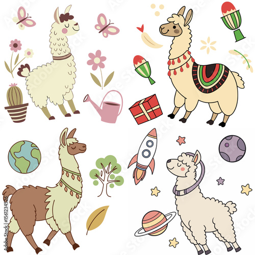 High-Quality llamas Illustrations in Various Styles – SVG Bundle