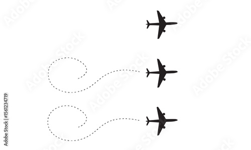 Airplane line path icon