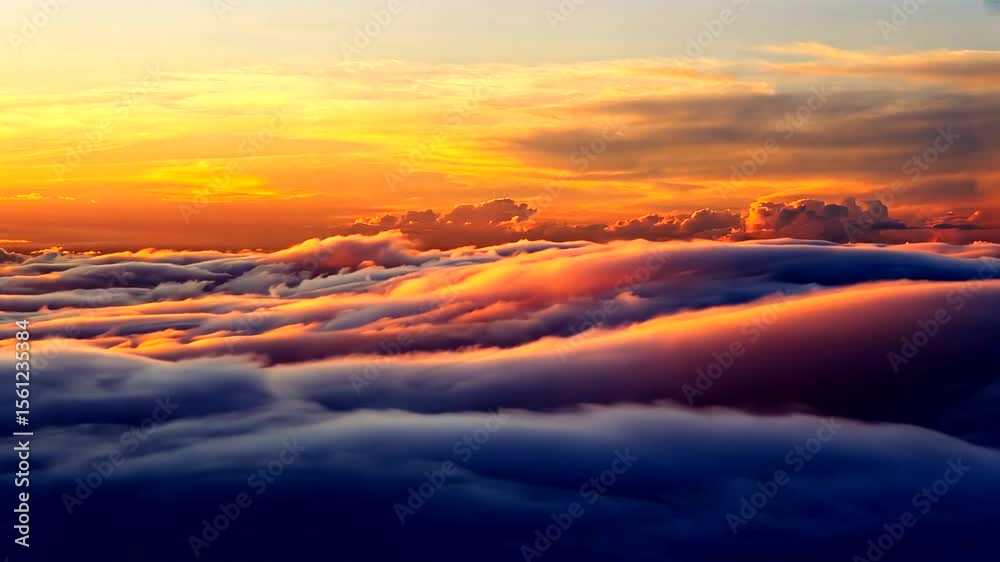 Serene Sunset Over Layered Clouds with Vibrant Hues and Soft Lighting Above the Horizon Serene Sunset Over Layered Clouds with Vibrant Hues and Soft Lighting Above the Horizon