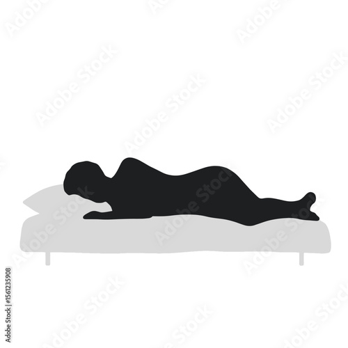 Black Silhouette Vector of Person Sleeping in Bed in Night Rest or Relaxation Scene on White Background Full HD