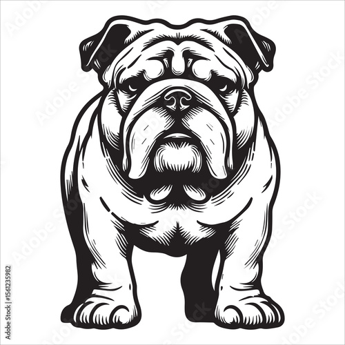 Bulldog Minimalist Line Art Vector