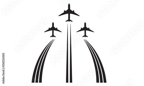 Airplane line path icon