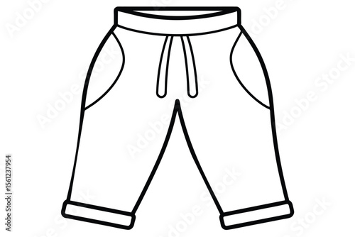 Kids' Casual Drawstring Shorts Simple Line Drawing Illustration