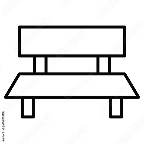 Bench icon Black and white outline flat sign vector