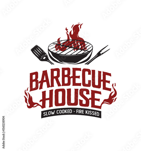 Barbecue House Logo Vintage Style