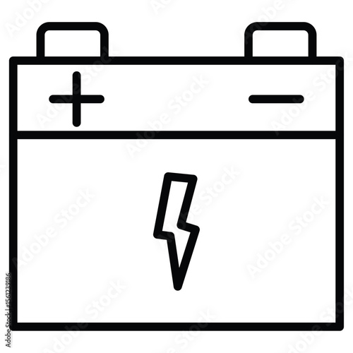 Car battery icon Black and white outline flat sign vector