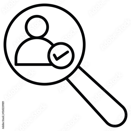 candidate icon Black and white outline flat sign vector
