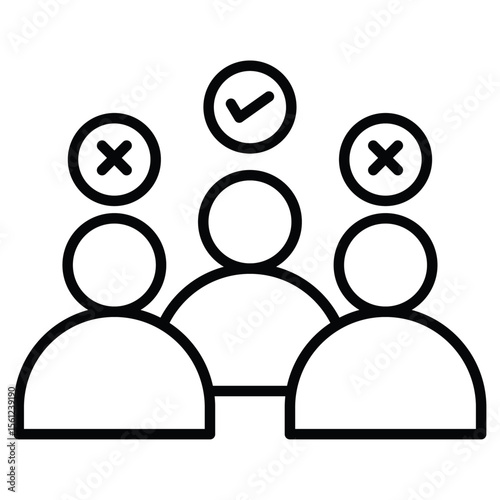 Candidate icon Black and white outline flat sign vector