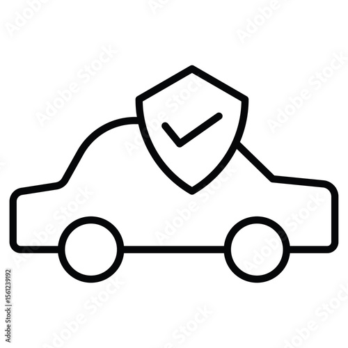 Car insurance icon Black and white outline flat sign vector