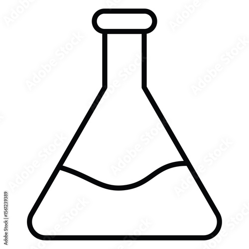Chemistry icon Black and white outline flat sign vector