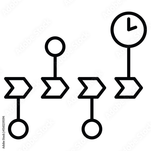 Chronology icon Black and white outline flat sign vector