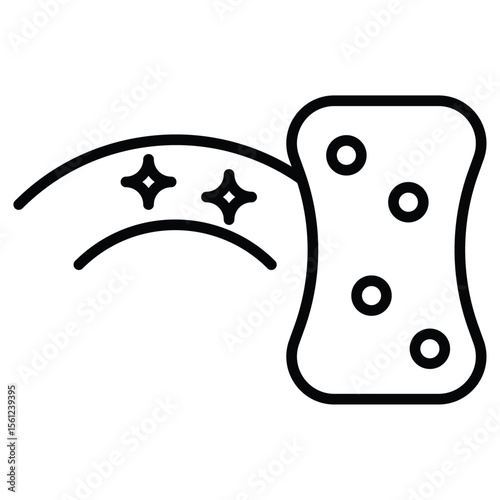 Cleaning sponge icon Black and white outline flat sign vector