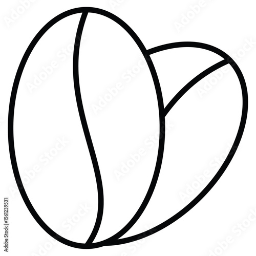 Coffee beans icon Black and white outline flat sign vector