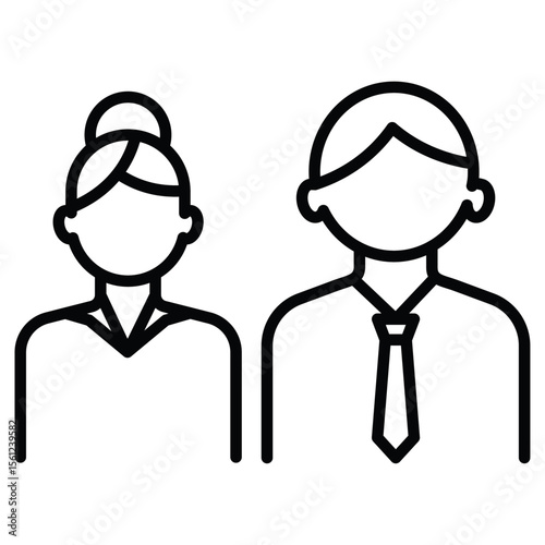 Company staff icon Black and white outline flat sign vector