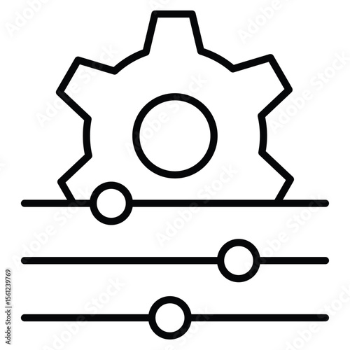 control panel icon Black and white outline flat sign vector