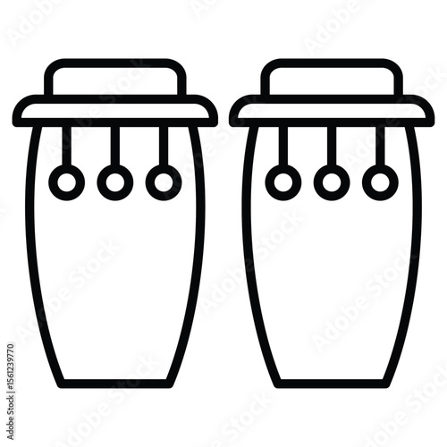 Conga drum icon Black and white outline flat sign vector