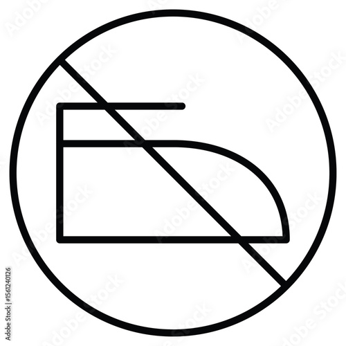 Do not iron icon Black and white outline flat sign vector